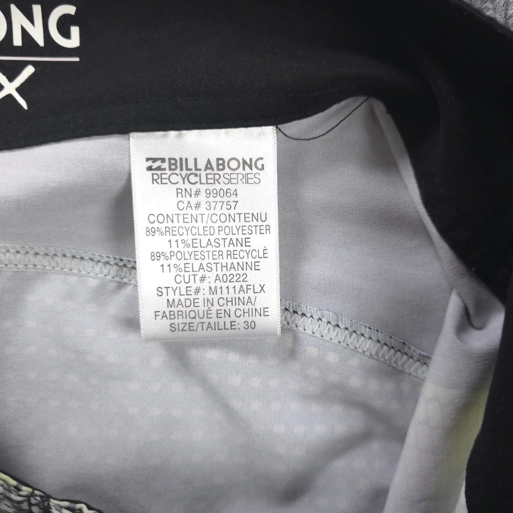Billabong Platinum X Boardshorts Mens 30 Gray Neon Lime Green Swim Trunk Surfing
